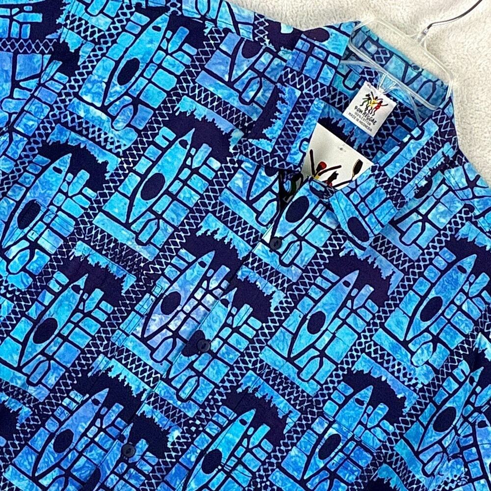 Rum Reggae Hawaiian Camp Shirt Mens XL Blue Beach Outdoors Aloha Tiki Luau Kayak